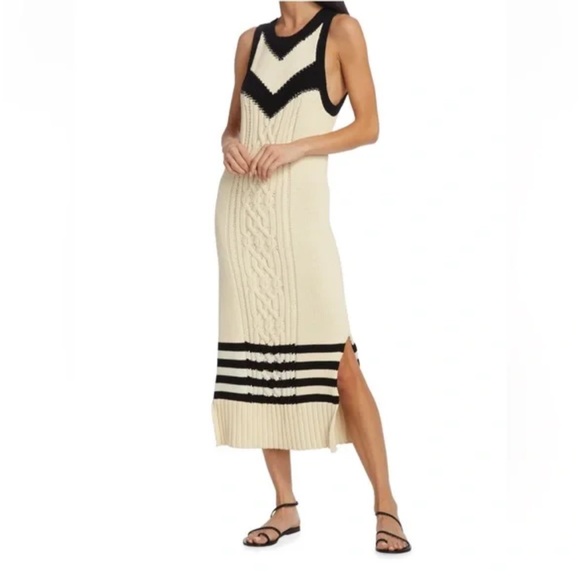 Tanya Taylor Sleeveless Sweater Dress Ivory and Black Sz S - Picture 1 of 7